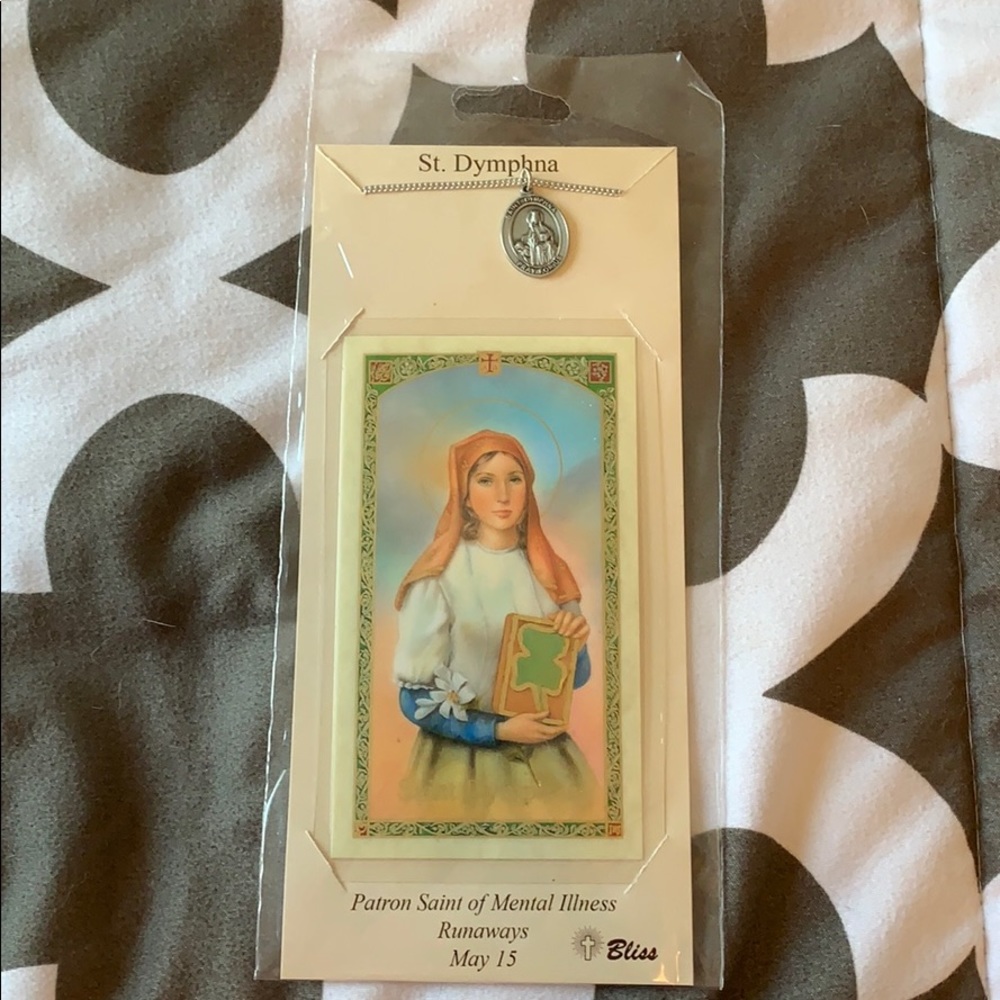 Saint Dymphna Necklace and Prayer Card